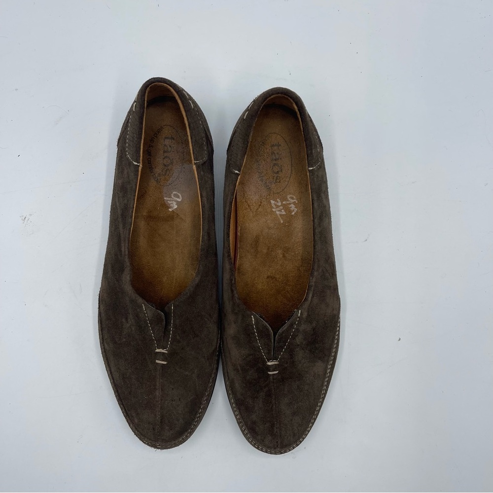 Taos Shoes Marvey Brown Suede Slip On ballet insoles